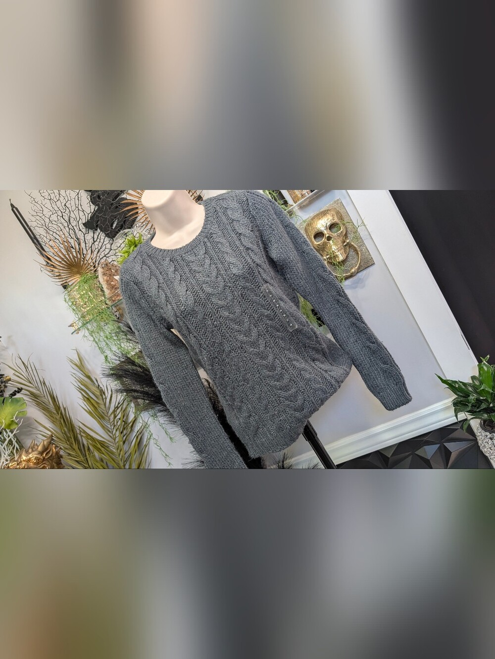 Gap Grey Cable Knit Sweater XS NEW